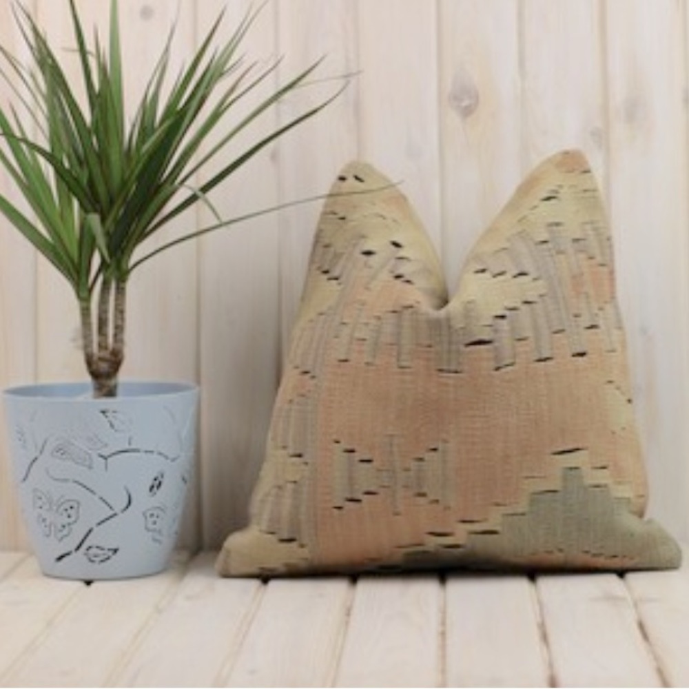 Pastel Turkish kilim Pillow cover 16x16